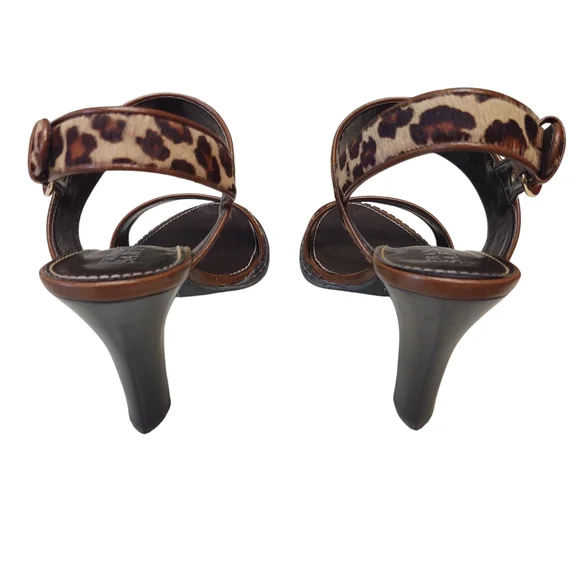 Preloved Franco Sarto Leopard Print Heeled Sandals Size 9 - Picture 4 of 8